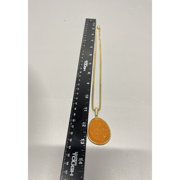 Wendy Williams Necklace Orange Gold Tone Pendant Adjustable Chain Womens Jewelry - Picture 8 of 8